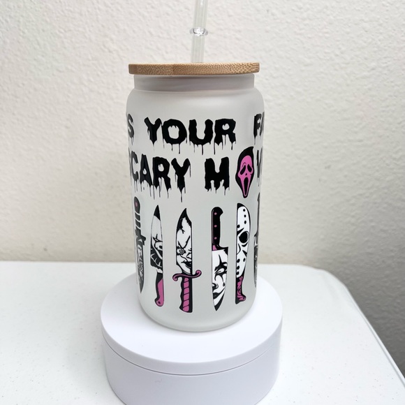 What’s Your Favorite Scary Movie? Horror Handmade Libbey Glass Cup - Picture 5 of 5